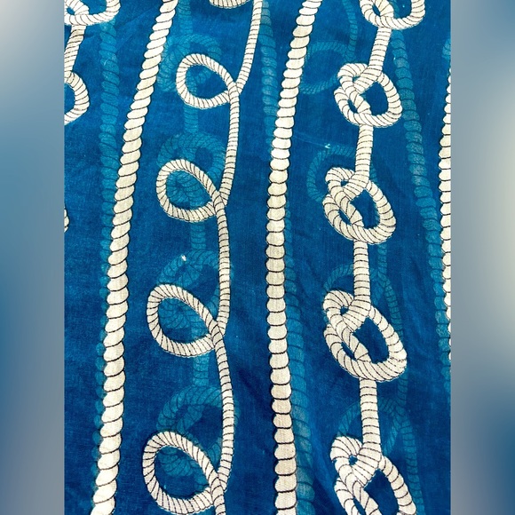 Nautical Blue and White Scarf/Beach Coverup with Tassels - Picture 9 of 10